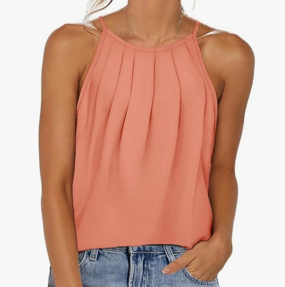 Elegant Peach Pleated Camisole